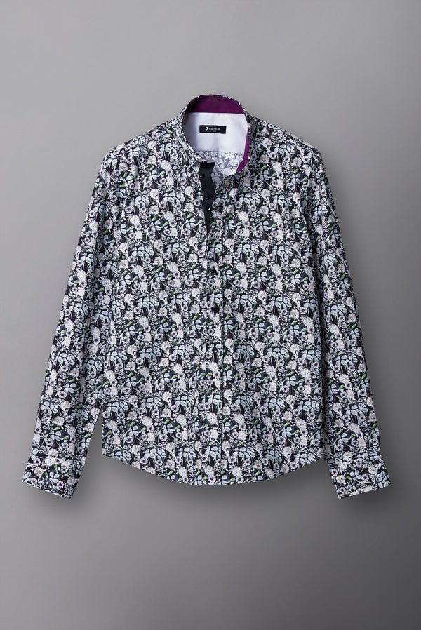 Donatello Iconic Poplin Man Shirt Black White