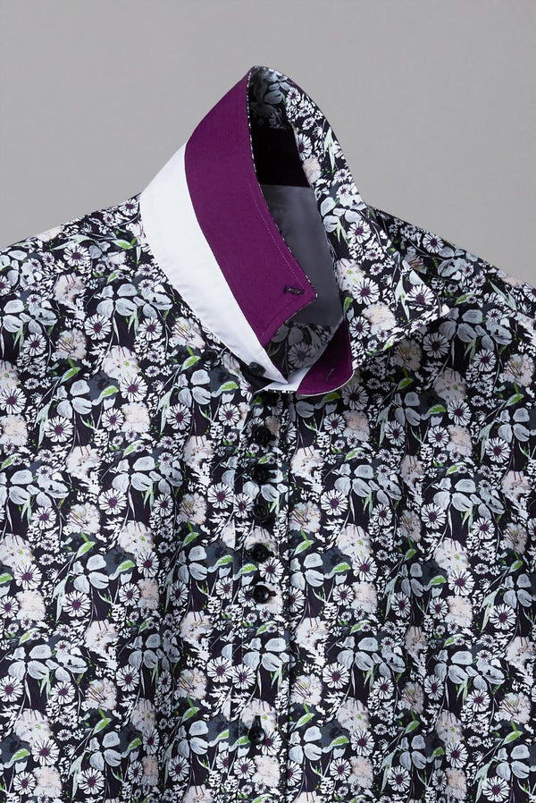 Camicia Uomo Donatello Iconic Popelin Nero Bianco