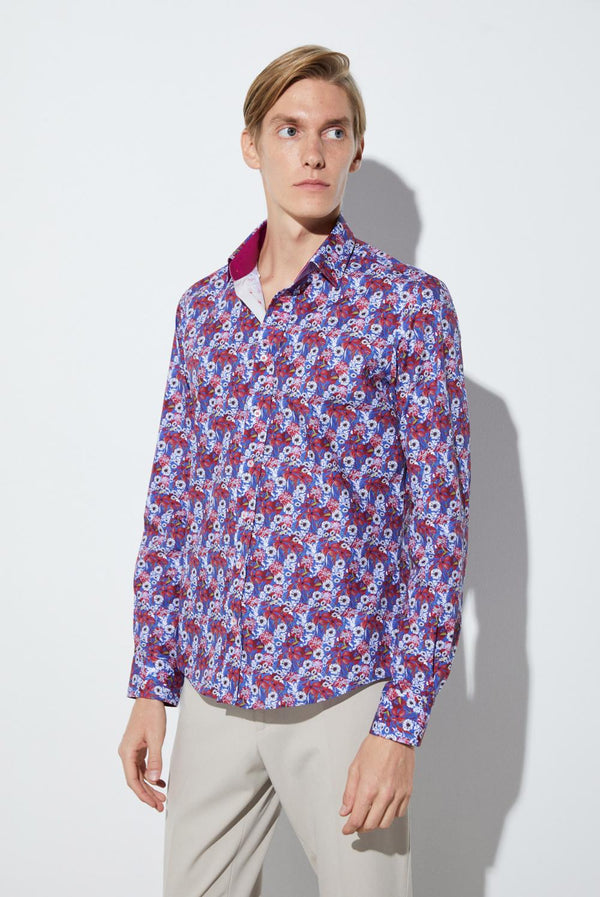 Chemise Homme Donatello Iconic Popelin Bleu marine Blanc