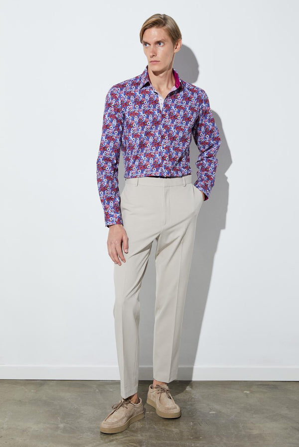 Chemise Homme Donatello Iconic Popelin Bleu marine Blanc