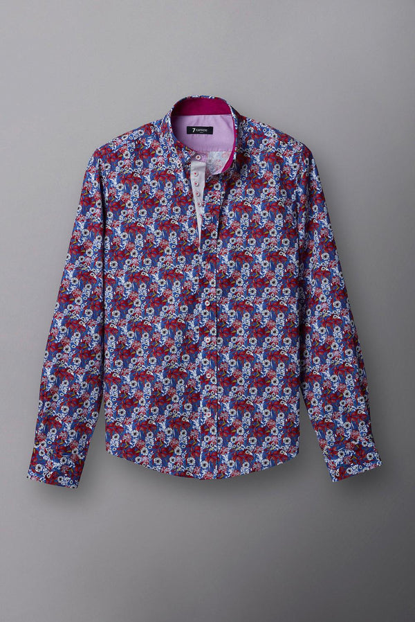 Chemise Homme Donatello Iconic Popelin Bleu marine Blanc