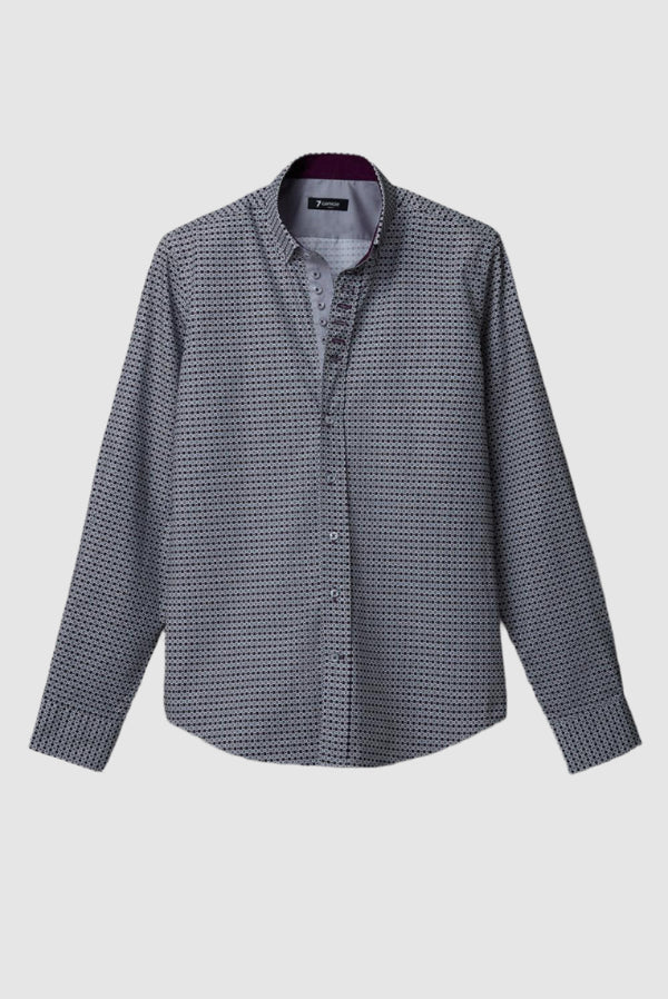 Chemise Homme Donatello Iconic Popelin Gris clair Violet
