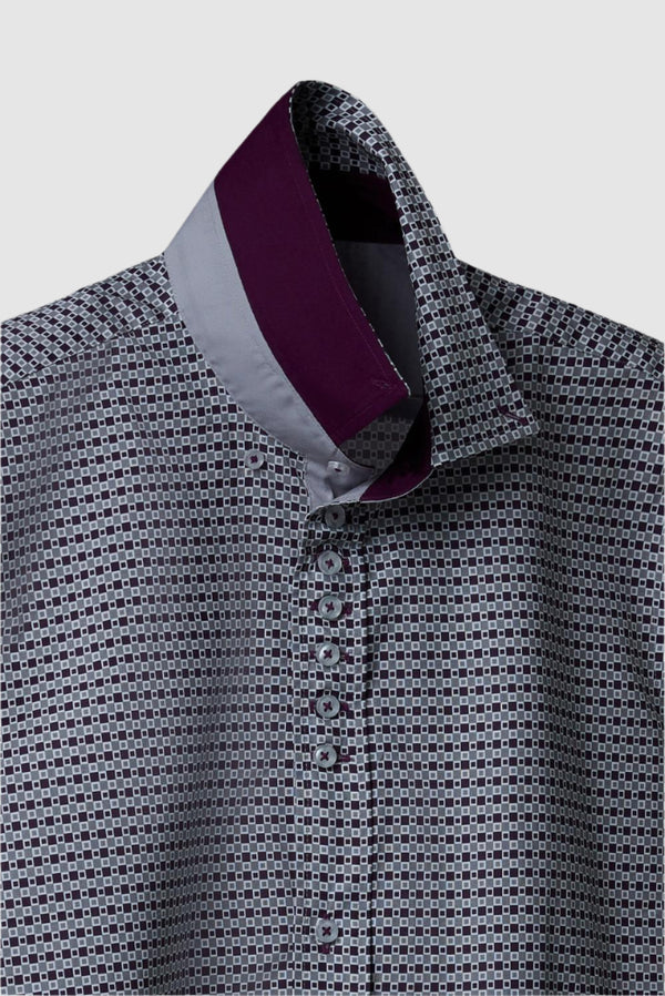 Chemise Homme Donatello Iconic Popelin Gris clair Violet