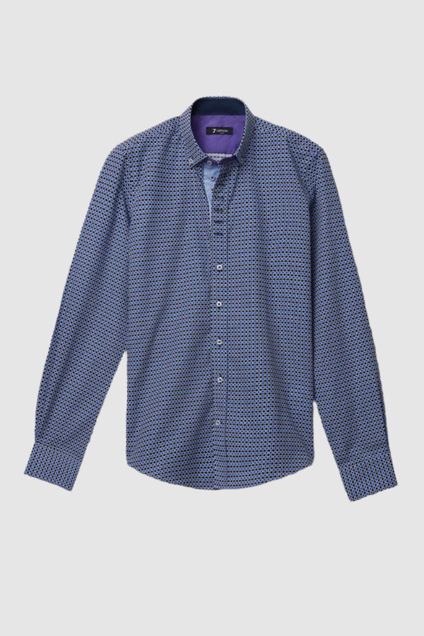 Camicia Uomo Donatello Iconic Popelin Blu scuro Bianco