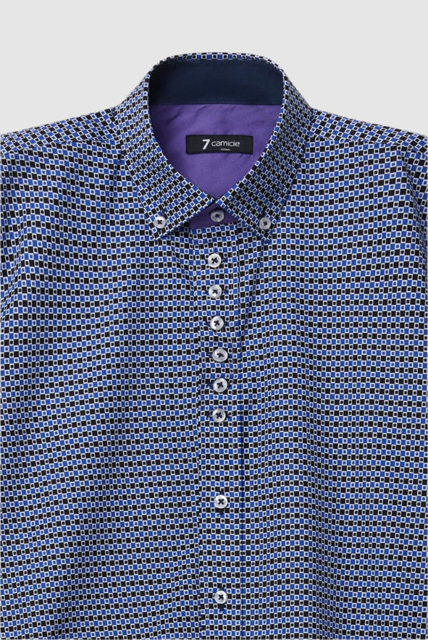 Camicia Uomo Donatello Iconic Popelin Blu scuro Bianco