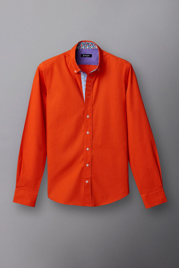 Camisa Hombre Donatello Iconic Popelin Stretch Naranja