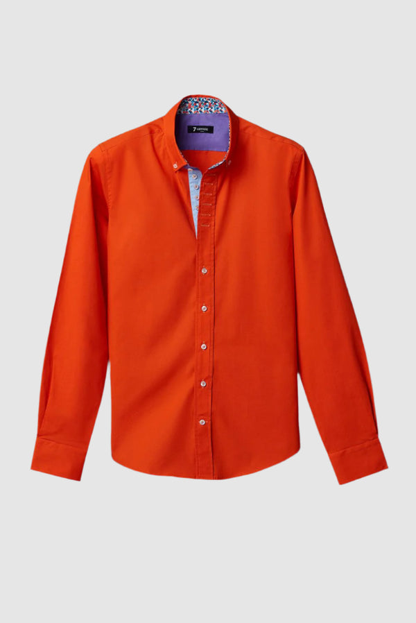 Camisa Hombre Donatello Iconic Popelin Stretch Naranja