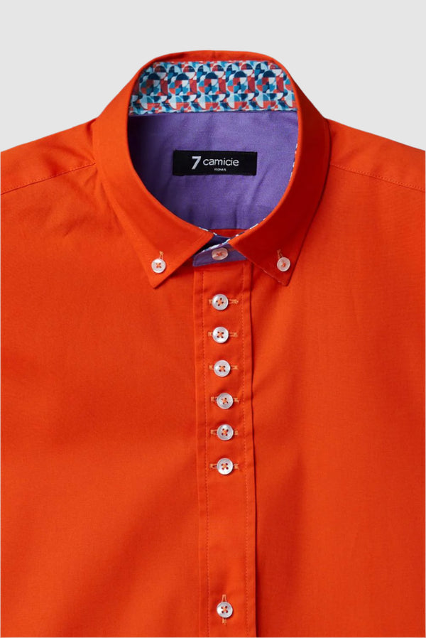 Camisa Hombre Donatello Iconic Popelin Stretch Naranja