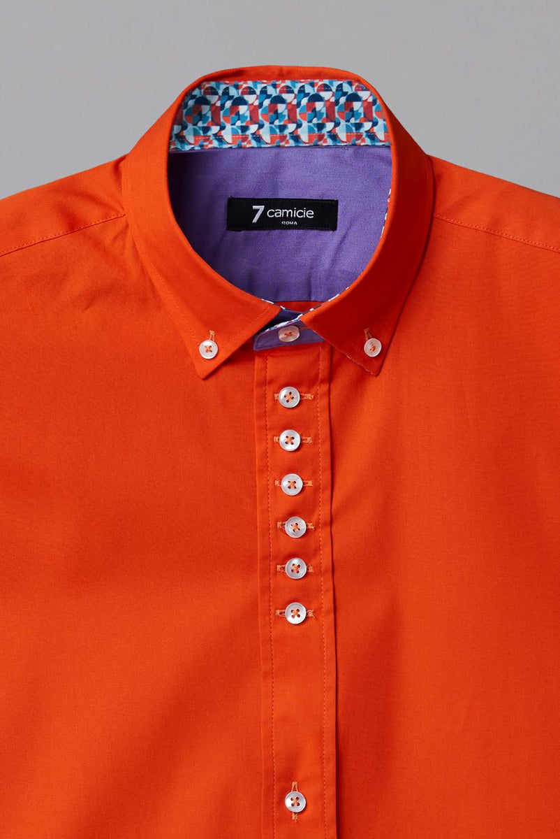 Donatello Iconic Poplin Stretch Man Shirt Orange – 7 Camicie
