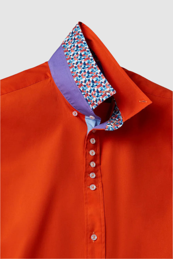 Camisa Hombre Donatello Iconic Popelin Stretch Naranja