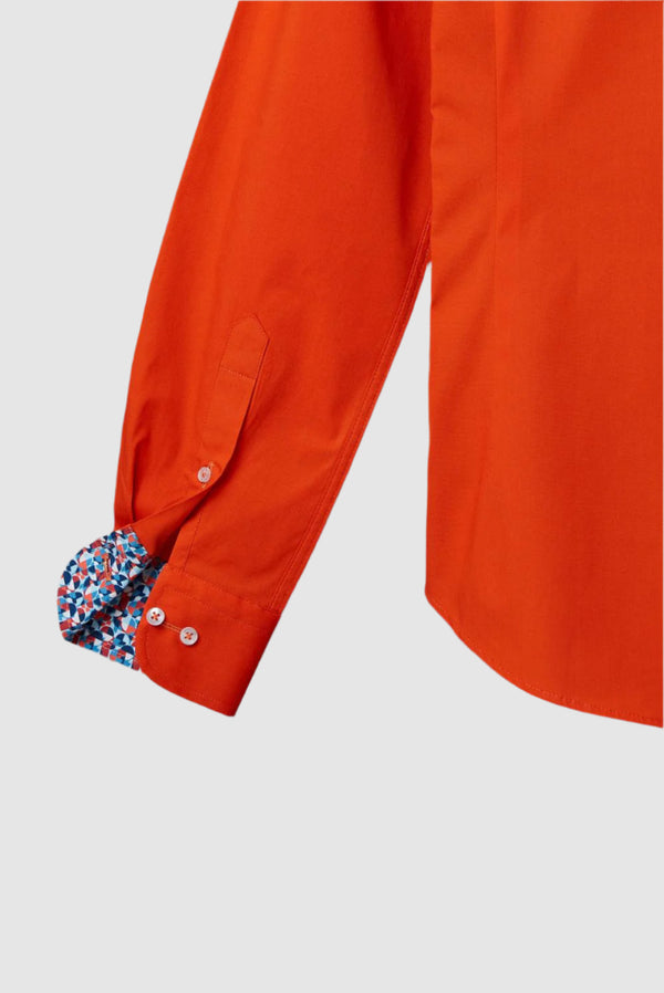 Camisa Hombre Donatello Iconic Popelin Stretch Naranja