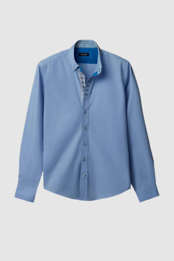 Camisa Hombre Donatello Iconic Popelin Stretch Azul Claro