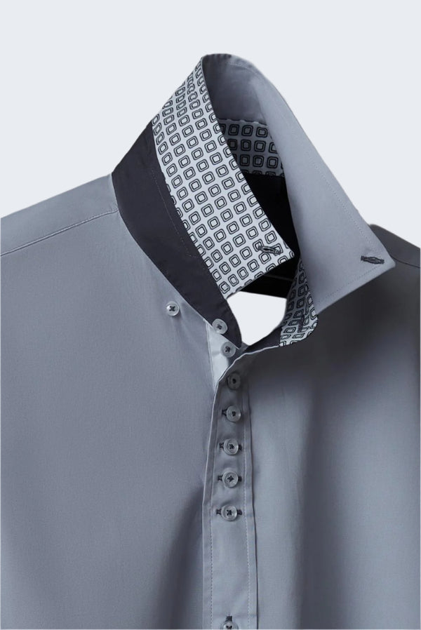 Chemise Homme Donatello Iconic Popelin Stretch Gris
