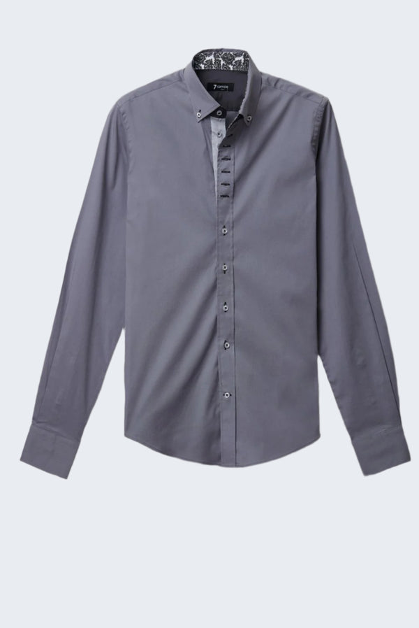Camisa Hombre Donatello Iconic Popelin Stretch Gris Claro