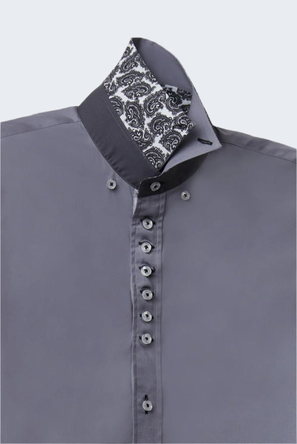 Camisa Hombre Donatello Iconic Popelin Stretch Gris Claro