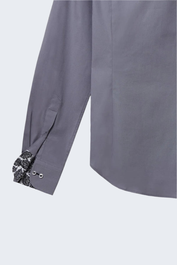 Camisa Hombre Donatello Iconic Popelin Stretch Gris Claro