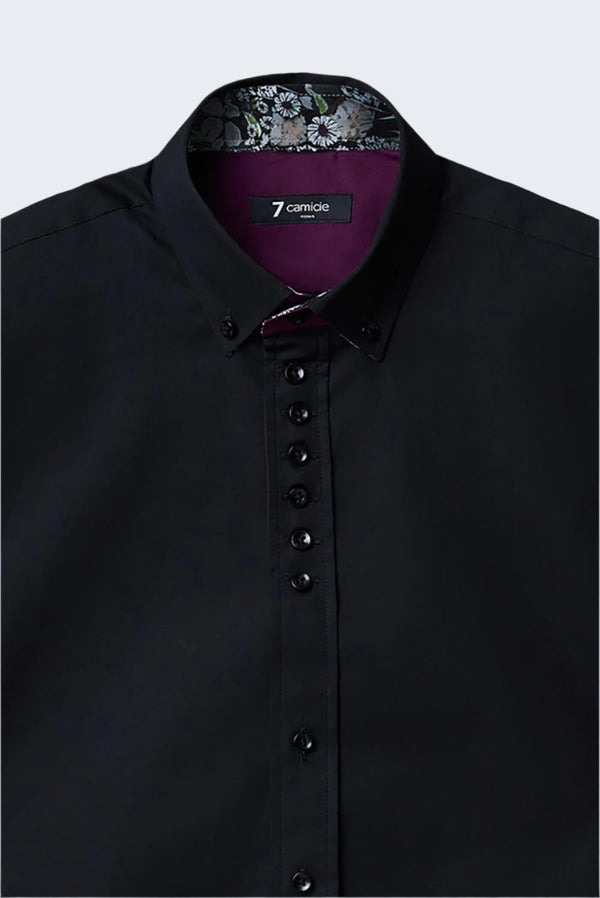 Camicia Uomo Donatello Iconic Popelin Stretch Nero
