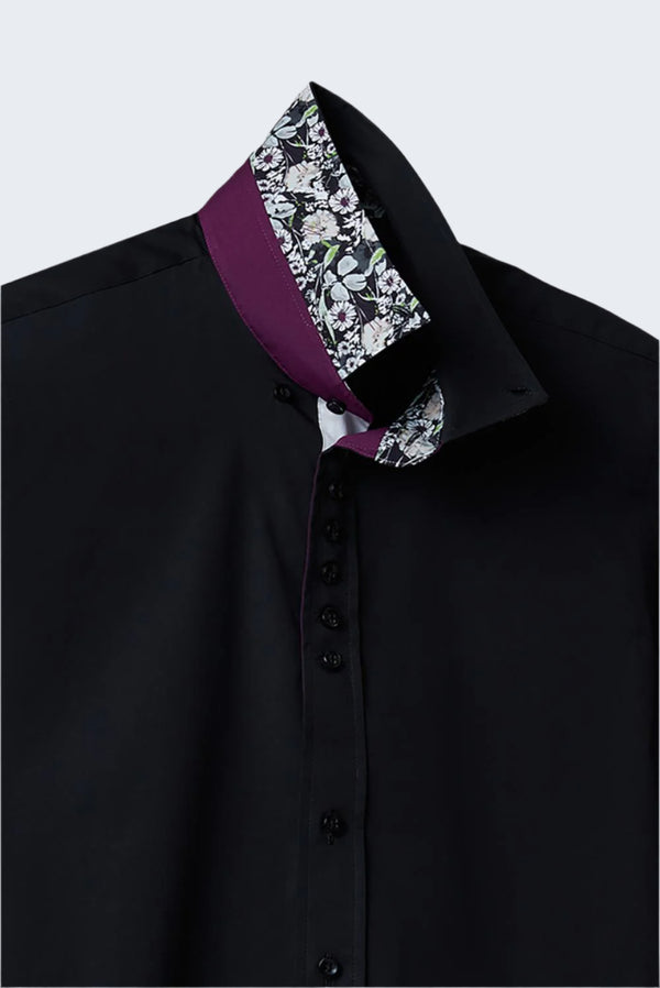 Camicia Uomo Donatello Iconic Popelin Stretch Nero