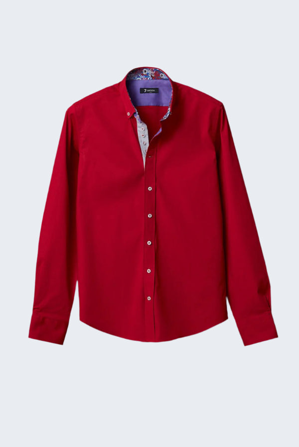 Donatello Iconic Herren Hemd Poplin Stretch Rot