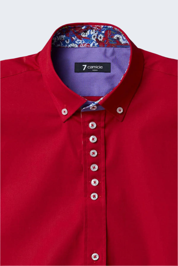Donatello Iconic Herren Hemd Poplin Stretch Rot
