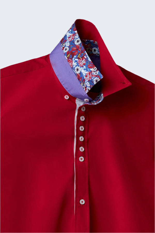Donatello Iconic Herren Hemd Poplin Stretch Rot