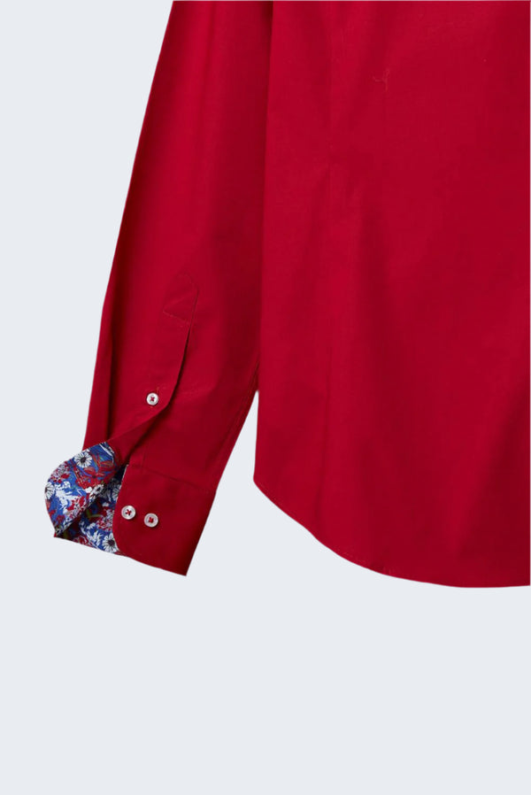 Donatello Iconic Herren Hemd Poplin Stretch Rot
