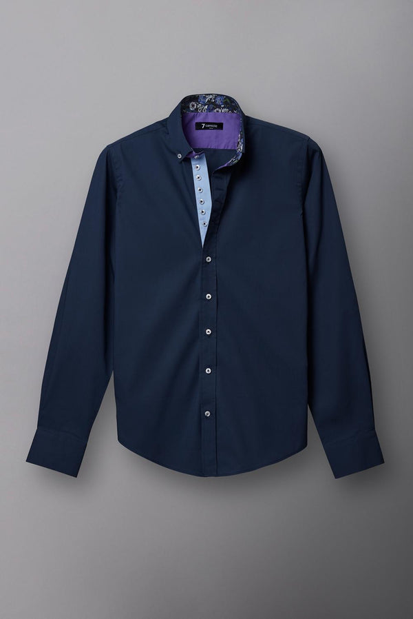 Camisa Hombre Donatello Iconic Popelin Stretch Azul