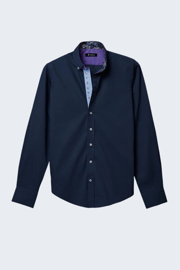 Donatello Iconic Herren Hemd Poplin Stretch Blau