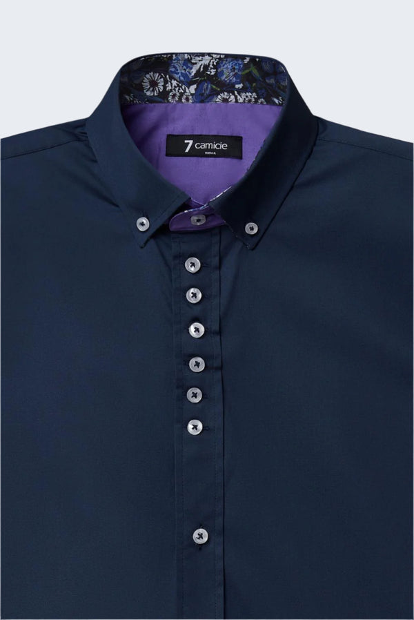 Donatello Iconic Herren Hemd Poplin Stretch Blau