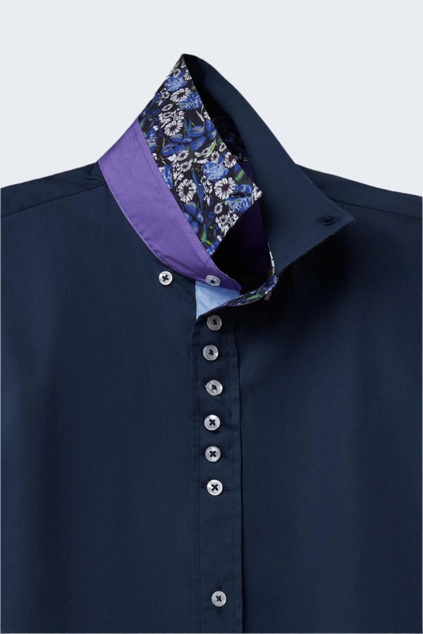 Donatello Iconic Herren Hemd Poplin Stretch Blau