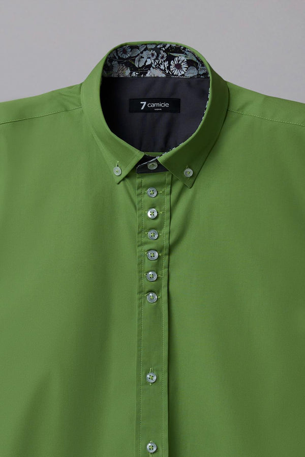 Donatello Iconic Poplin Stretch Man Shirt Green