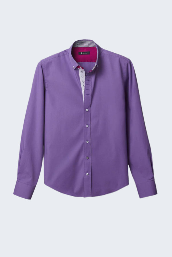 Camisa Hombre Donatello Iconic Popelin Stretch Morado