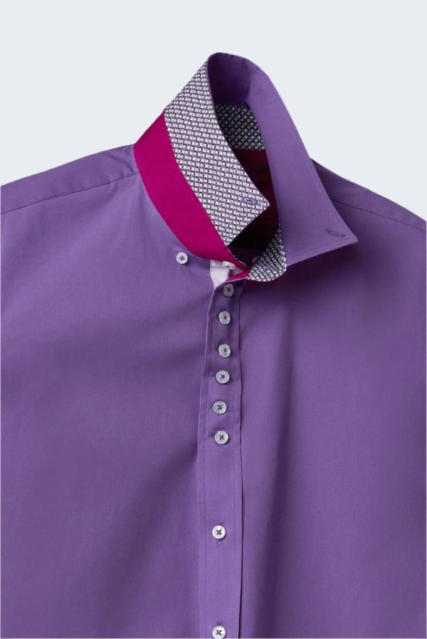 Camisa Hombre Donatello Iconic Popelin Stretch Morado
