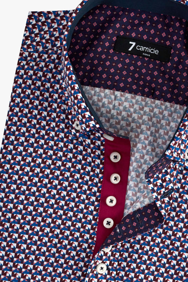 Camisa Hombre Donatello Iconic Popelin Rojo Azul