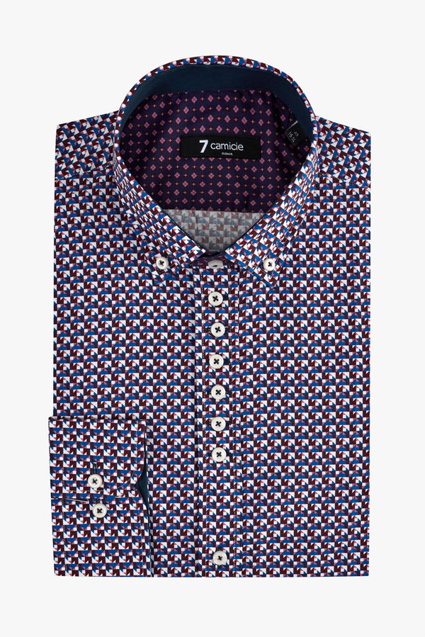 Camisa Hombre Donatello Iconic Popelin Rojo Azul