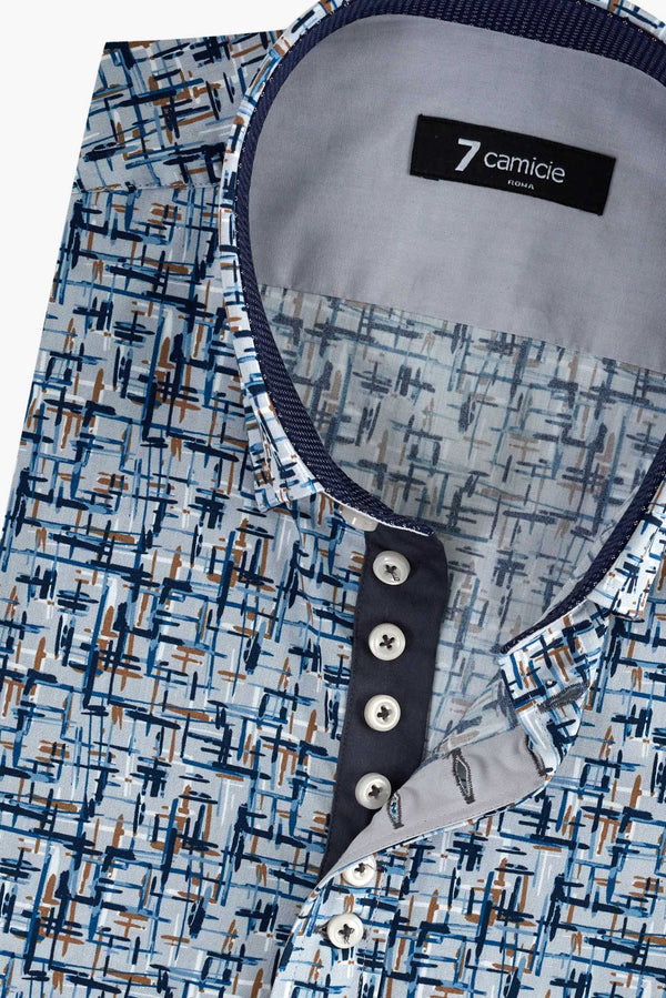 Donatello Iconic Herren Hemd Popelin Grau Blau