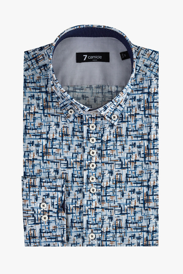 Donatello Iconic Herren Hemd Popelin Grau Blau