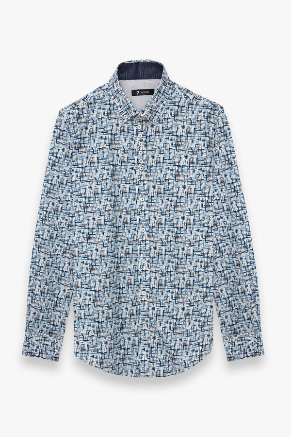 Donatello Iconic Herren Hemd Popelin Grau Blau