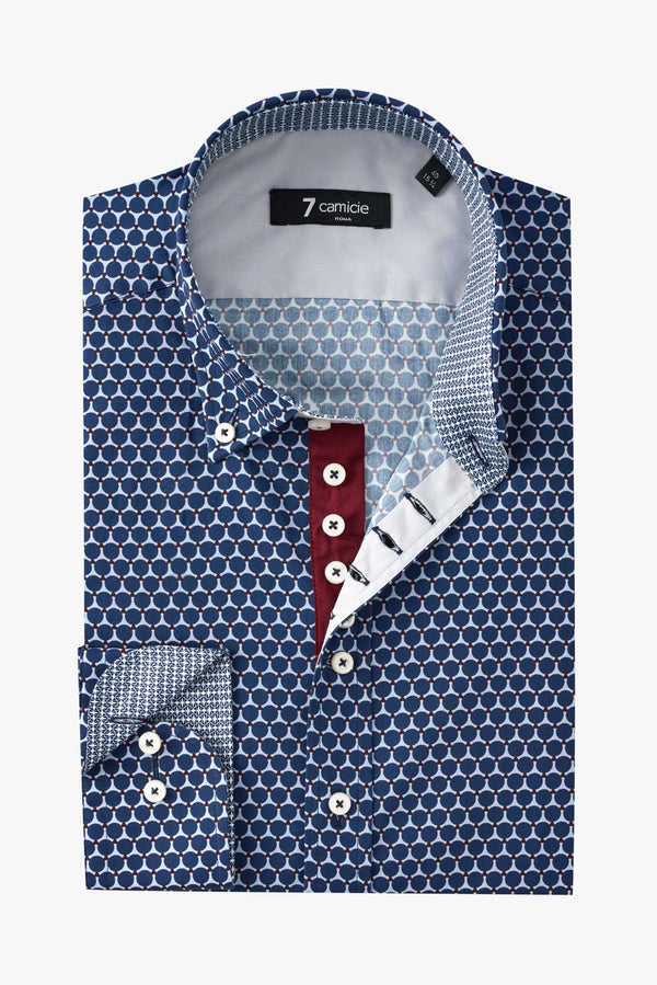 Donatello Iconic Poplin Man Shirt Blue Grey