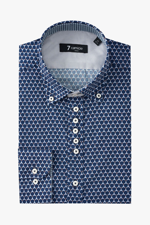 Donatello Iconic Poplin Man Shirt Blue Grey
