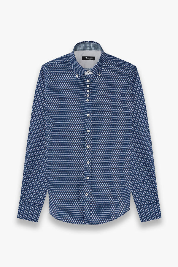 Donatello Iconic Poplin Man Shirt Blue Grey