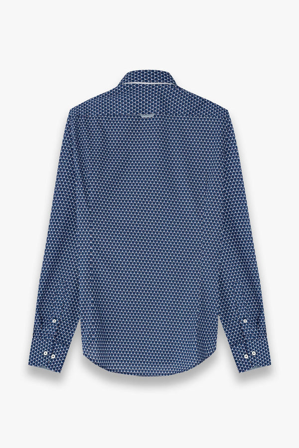 Donatello Iconic Poplin Man Shirt Blue Grey