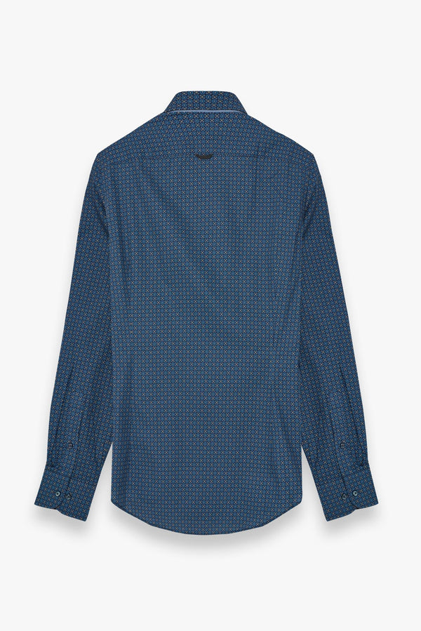 Camicia Uomo Donatello Iconic Popelin Blu Giallo