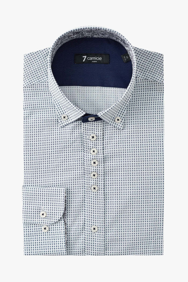 Camisa Hombre Donatello Iconic Popelin Blanco Azul