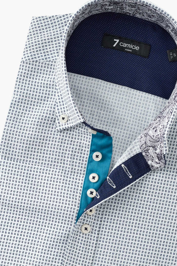 Camisa Hombre Donatello Iconic Popelin Blanco Azul