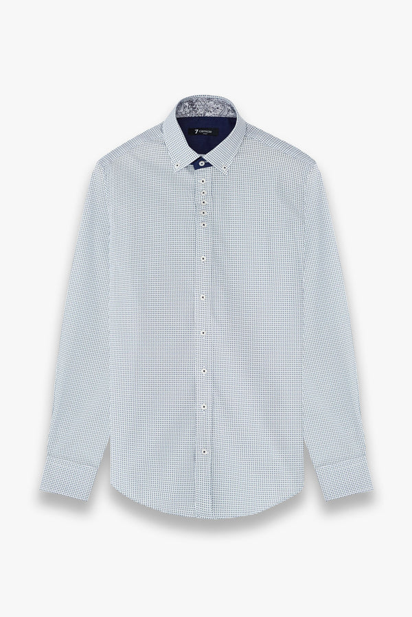 Chemise Homme Donatello Iconic Popelin Blanc Bleu