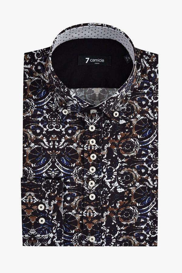 Camicia Uomo Donatello Iconic Popelin Nero Blu