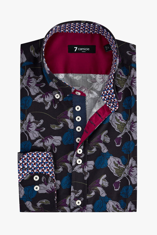 Camisa Hombre Donatello Iconic Popelin Azul Morado