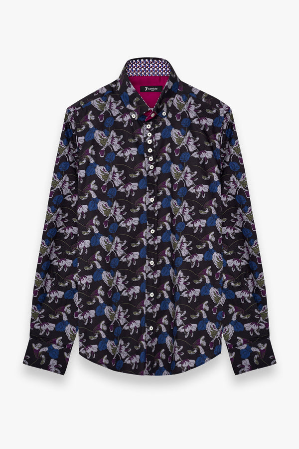 Camicia Uomo Donatello Iconic Popelin Blu Viola