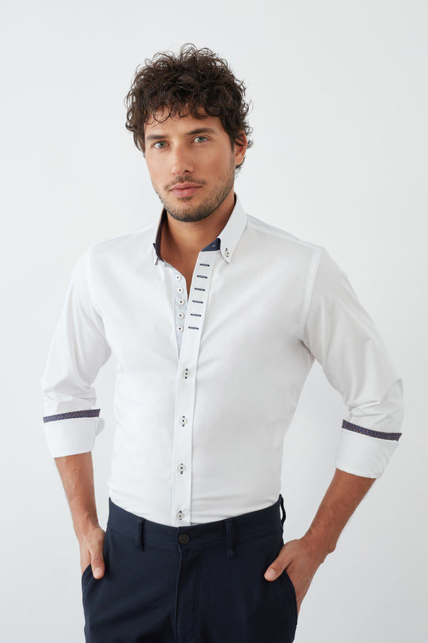Camisa Hombre Donatello Iconic Popelin Stretch Blanco